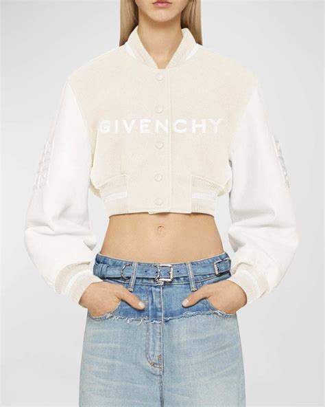 givenchy leather jacket perfume|Givenchy cropped varsity jacket.